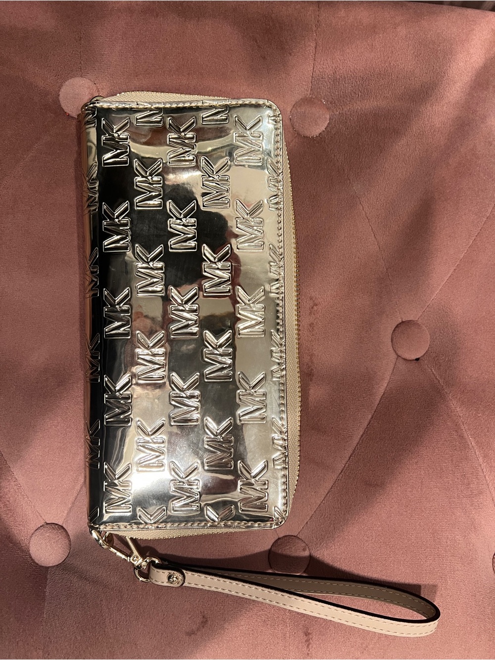 Michael Kors Metallic Gold MK Zip-Around Wristlet Wallet